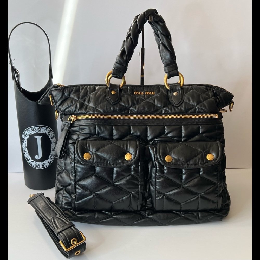 Authentic Miu Miu Trapuntato Soft quilted Leather Tote Bag